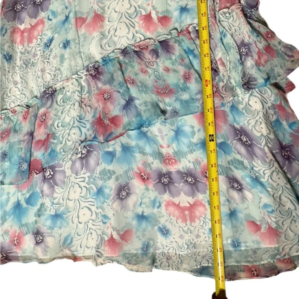 Sundance Fairycore Dress Size 14 Womens 100% Silk Sleeveless Ruffled Tiered Midi - Picture 10 of 10